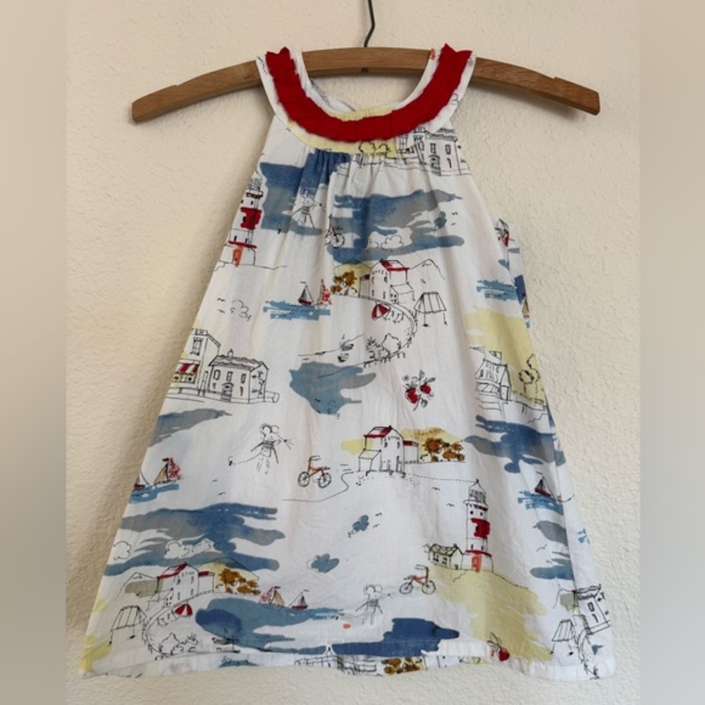Girls spring summer Dress‎ Nautical Coastal Print whimsical vacation 2/3 years